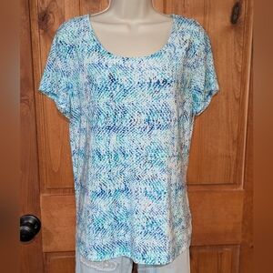Croft & Barrow Blue‎ and White Women's Blouse